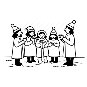 carolers, Christmas, winter, singing, group, people, tradition